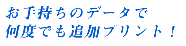 お手持ちの写真データでﾈｯﾄで何度でも追加プリントできます。